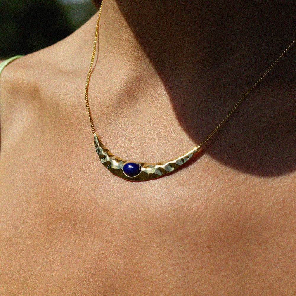 Blue Crescent Necklace